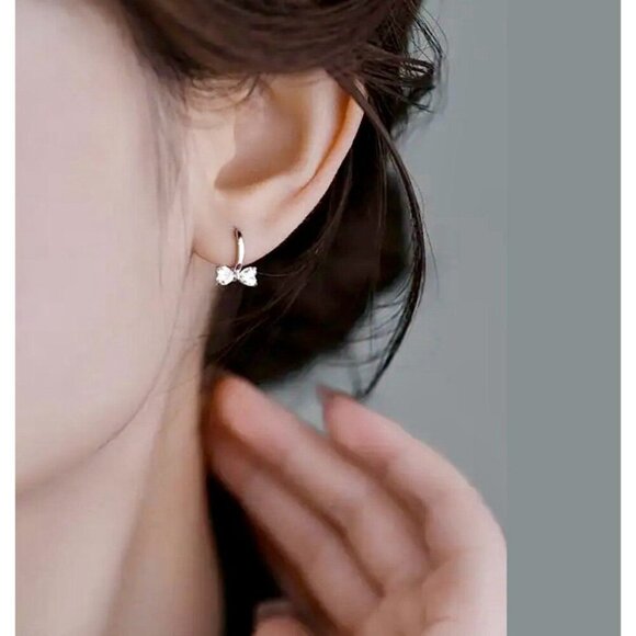 Sterling Silver Bow Earrings - Picture 3 of 4